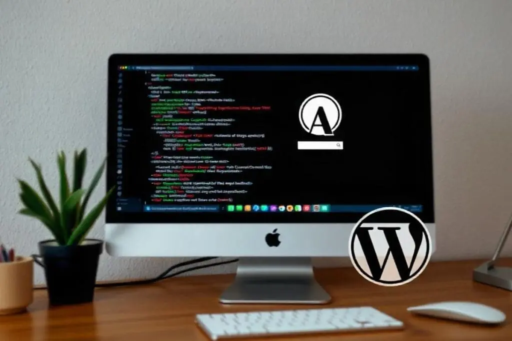 Tela do computador mostrando o sistema WordPress. Foto: Freepik IA