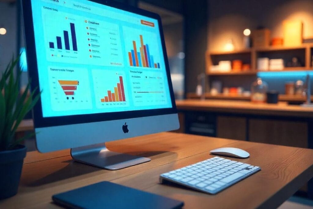Imagem de um software de vendas para loja virtual. Foto: Freepik IA.