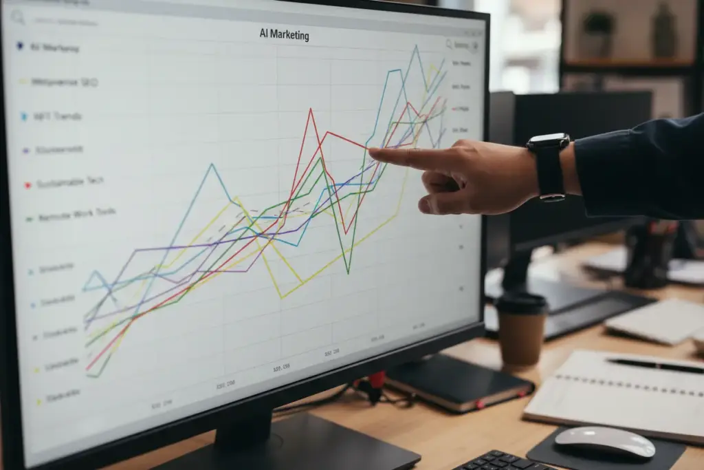 Comparação de até cinco termos de busca no Trends