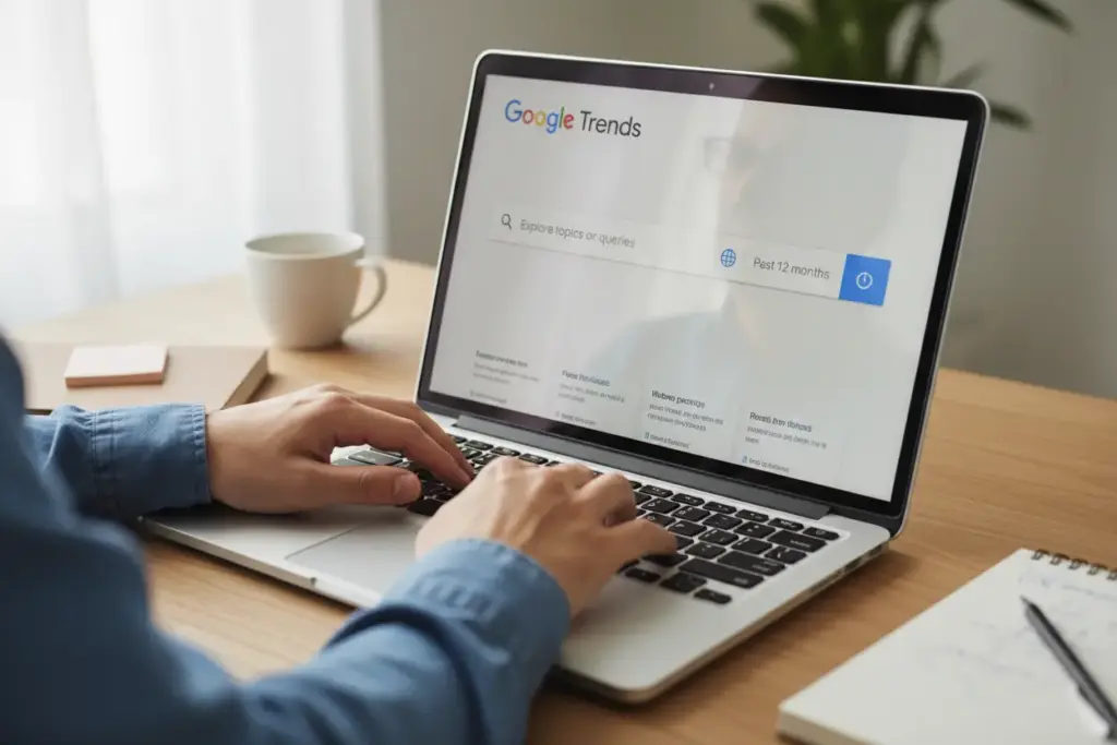 Interface inicial do Google Trends para iniciar pesquisas