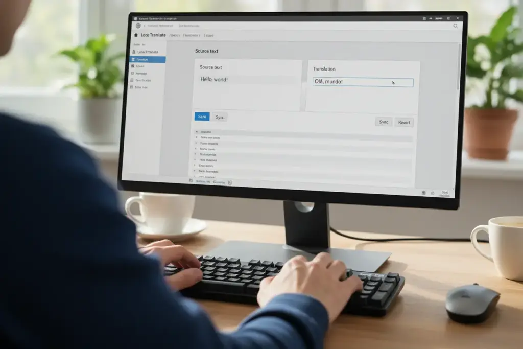 Interface do plugin Loco Translate traduzindo strings