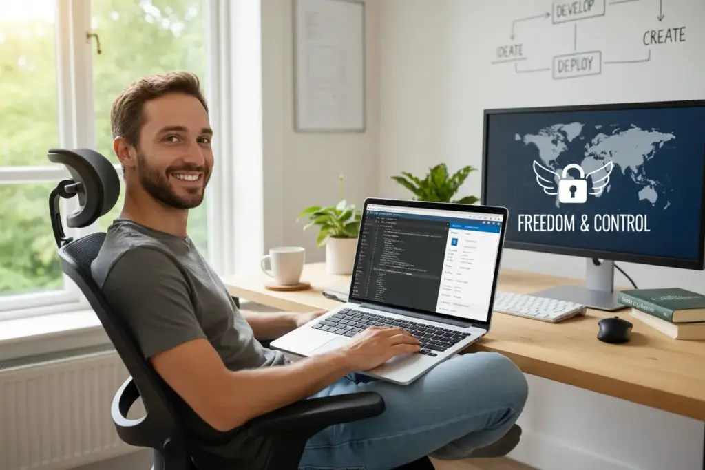 Desenvolvedor web configurando site WordPress.org