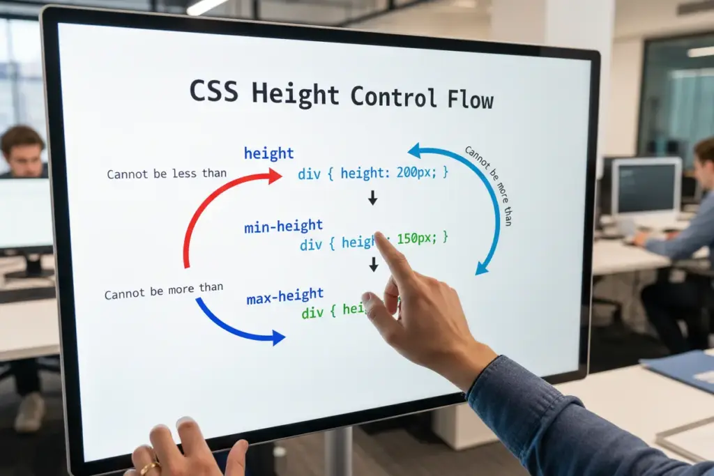 Infográfico sobre propriedades CSS de altura de div