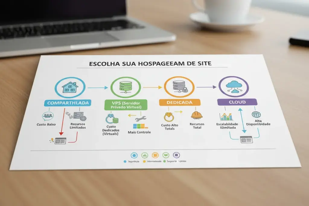 Comparativo de Tipos de Hospedagem: Compartilhada, VPS, Dedicada e Cloud