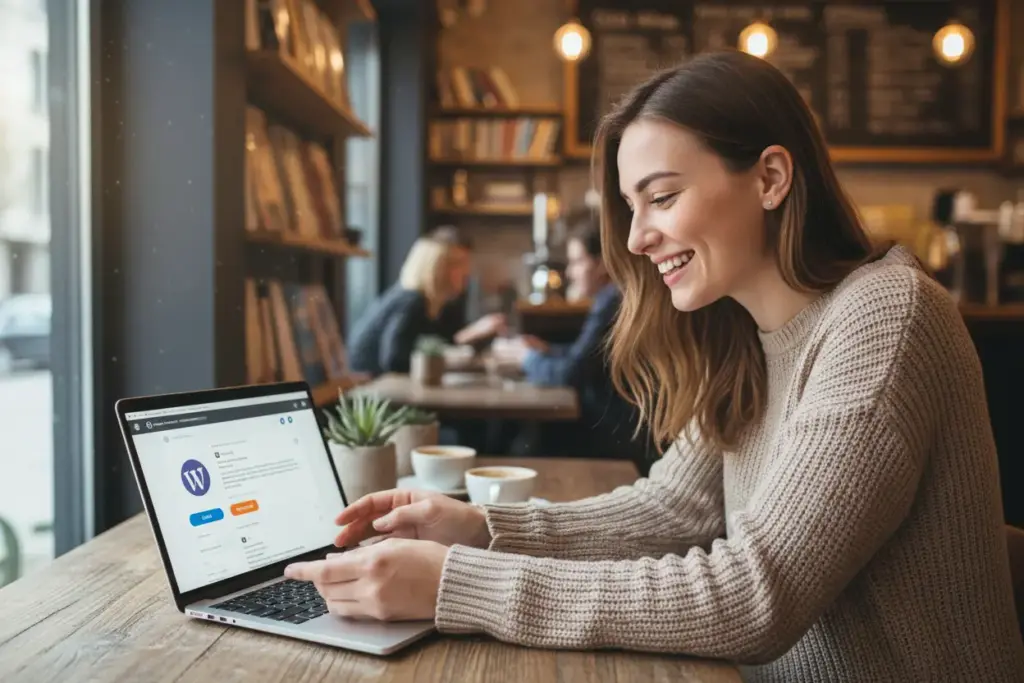 Usuário iniciante editando blog no WordPress.com