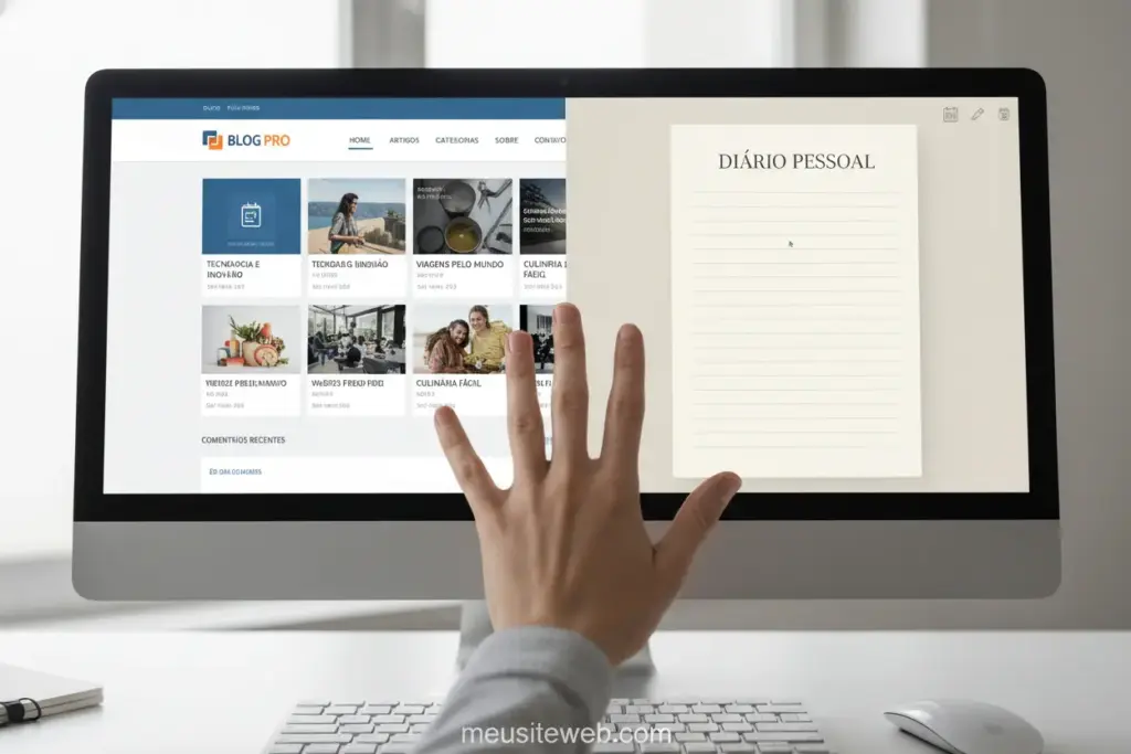 Comparativo visual entre blog e diário online