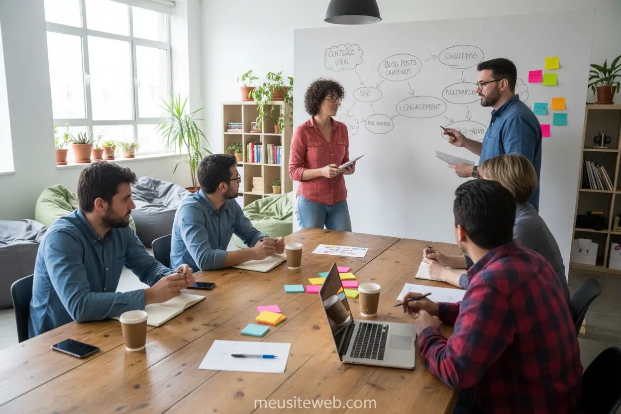 Pessoas criando conteúdo de blog estratégico
