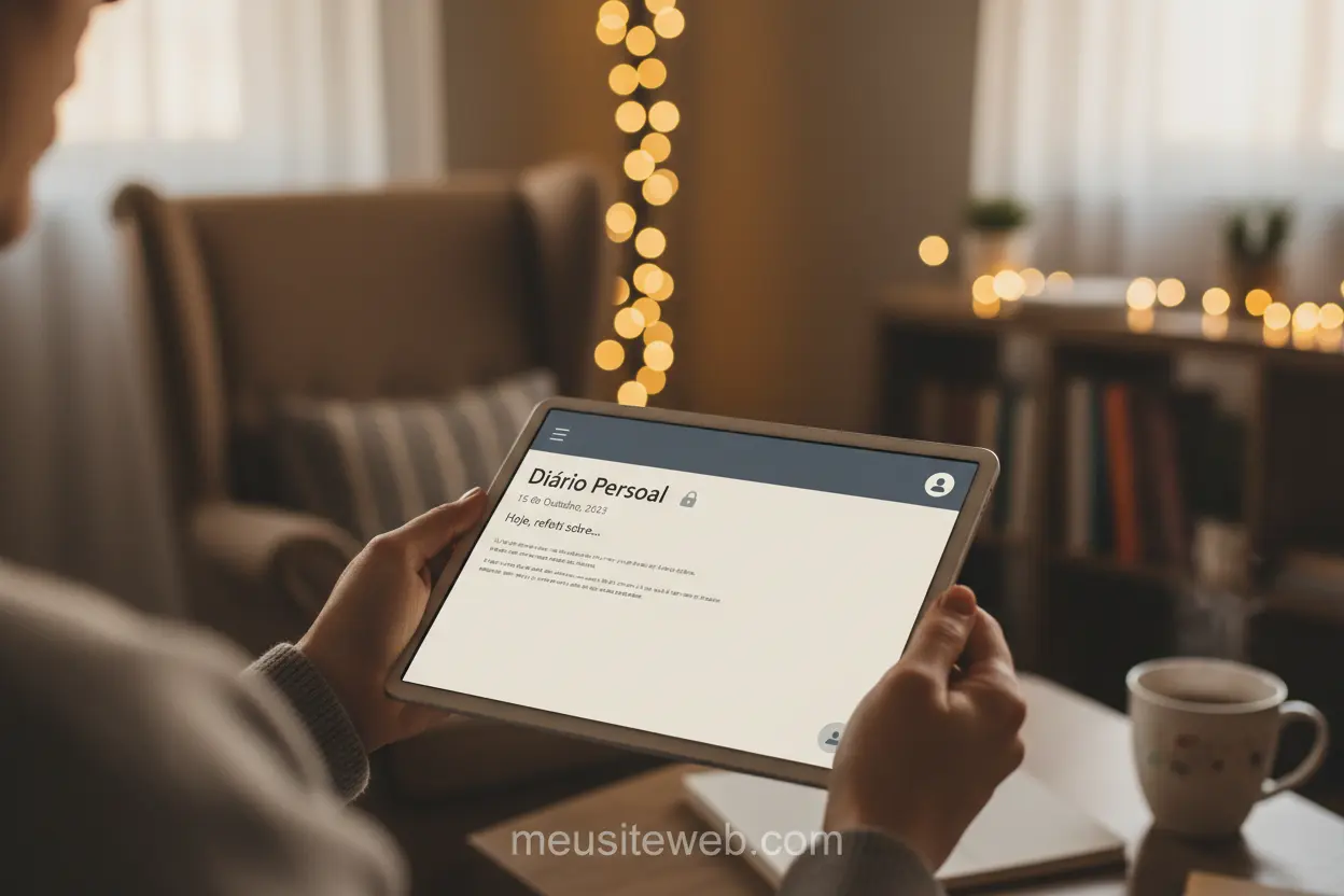 Diário Online: Espaço Pessoal Pessoa escrevendo em diário online privado