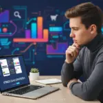 Homem ou mulher escolhendo software para landing page