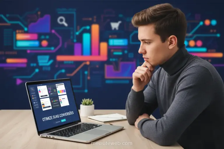 Homem ou mulher escolhendo software para landing page