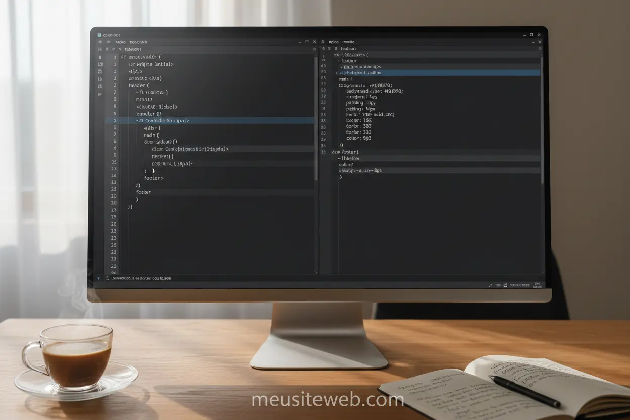 Estilizando Div com CSS Exemplo de estilização de uma div em html com CSS, mostrando código e resultado visual.