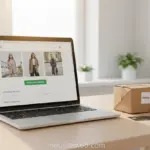 Interface de loja virtual em laptop com cartão de crédito