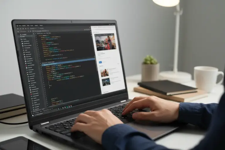 maos digitando codigo html