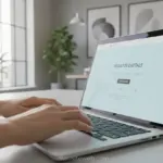 Mãos digitando para publicar landing page