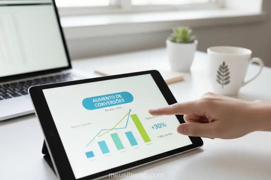 Gráficos de crescimento de conversão em landing page