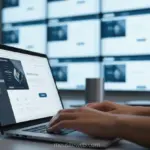 Mãos trabalhando em laptop, clonando landing page.