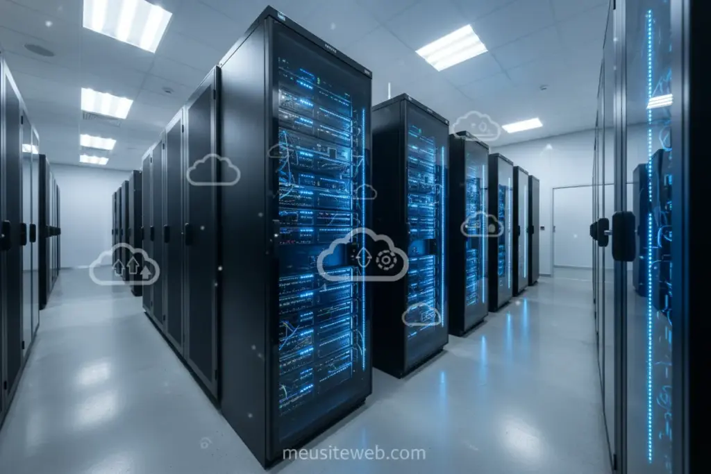 Servidor moderno em data center com CloudLinux