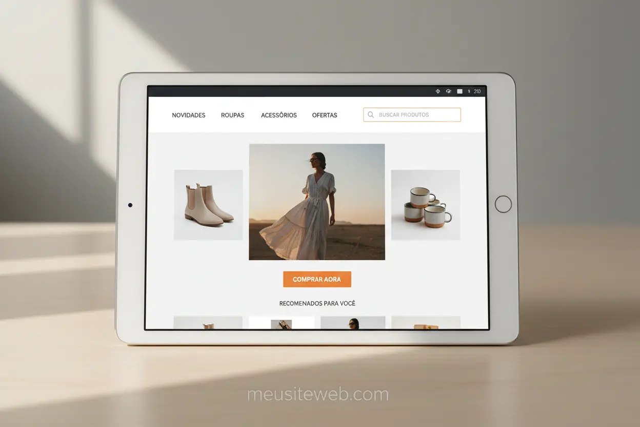 Elementos essenciais para otimizar layout de loja virtual em tela de tablet.