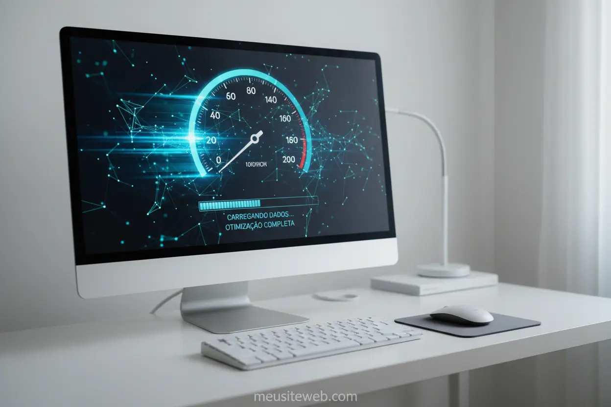 Gráfico de velocidade de carregamento em tela de computador.